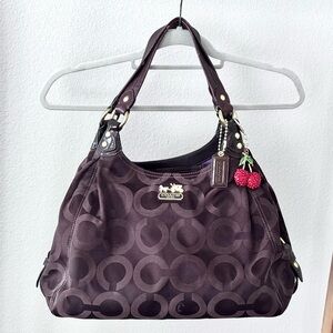 Coach Brown Maggie Shoulder Bag with Signature Monogram